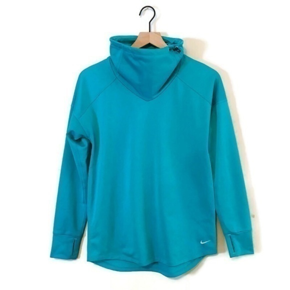 Nike Women Running Relay Midweight Turquoise Blue Pullover Long Sleeves Size XS